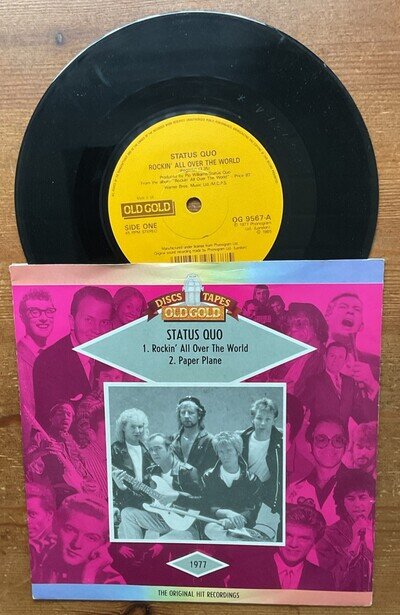 STATUS QUO - ROCKIN’ ALL OVER THE WORLD / PAPER PLANE - 1985 OLD GOLD REISSUE