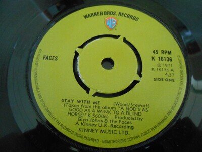 Faces - "Stay With Me / Debris" WARNER BROTHERS 7" Single