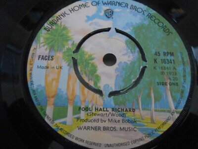 Faces - "Pool Hall Richard / I Wish It would Rain" WARNER BROTHERS 7" Single