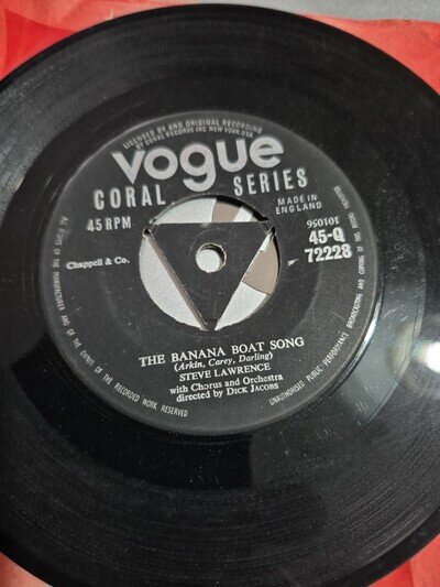 Steve Lawrence The Banana Boat Song 7" Rare Tri Vogue Coral