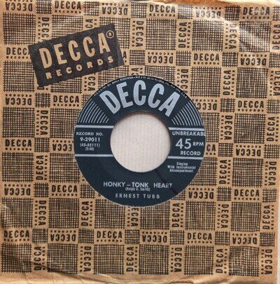 Ernest Tubb - Honky-Tonk Heart - 7" US 1954 Decca 9-29011 Excellent Condition