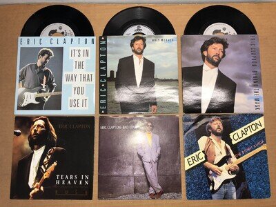 x6 Eric Clapton - Tears in Heaven, Bad Love, Behind The Mask 7" Vinyl Record