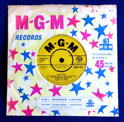 ERIC BURDON & THE ANIMALS - GOOD TIMES - 1/1 UK 1967 1st PRESS 7" VINYL EX/VG