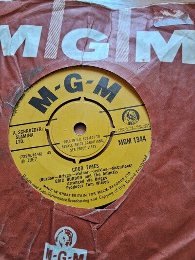 ERIC BURDON & The Animals Good Times vinyl 45