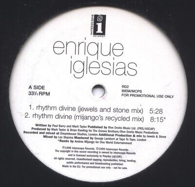 Enrique Iglesias - Rhythm Divine (12", Promo)