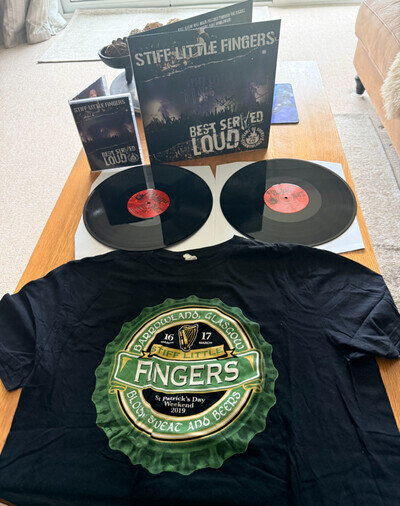 STIFF LITTLE FINGERS - SIGNED VINYL RECORD AND DVD BUNDLE WITH T-SHIRT