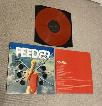 Feeder Torpedo Limited Red Vinyl SIGNED LP Record LIKE NEW FFO A ASH EMBRACE TAD