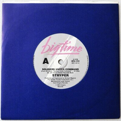 Stryper - Soldiers Under Command 7" 45 RPM 1ST Australian Press 1985 VERY RARE!