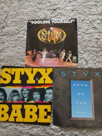 STYX - BABE , FOOLING YOURSELF & SHOW ME THE WAY 7" VINYL SINGLES