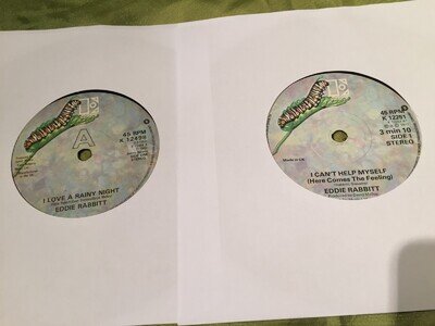 2 x EDDIE RABBITT 7" SINGLES ELEKTRA 1977-1960 VG+