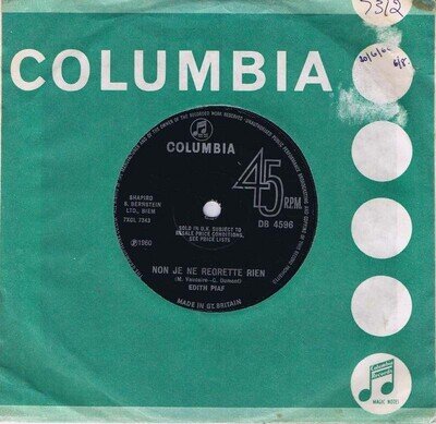 Edith Piaf - non je ne regrette rien 7" vinyl vg++ play tested