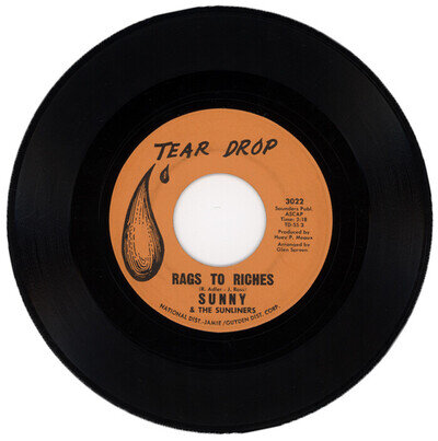 SUNNY & THE SUNLINERS "RAGS TO RICHES c/w NOT EVEN JUDGEMENT DAY" 1963 SOUL
