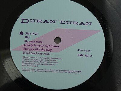 Duran Duran RIO 1982 UK LP 1st Press SUPERB MINT MINUS AUDIO & NM SLEEVE HEAR