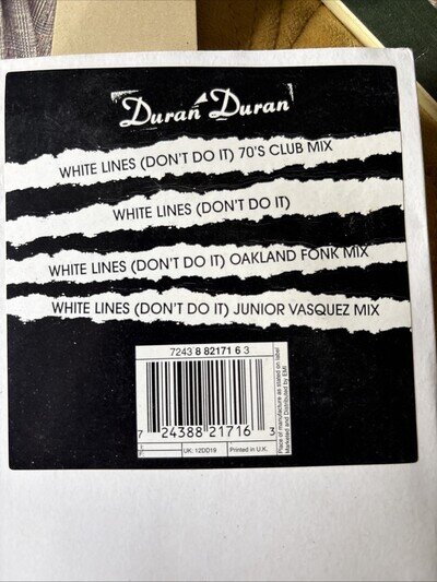 Duran Duran RARE 12” Remix White Lines Limited Edition Vinyl