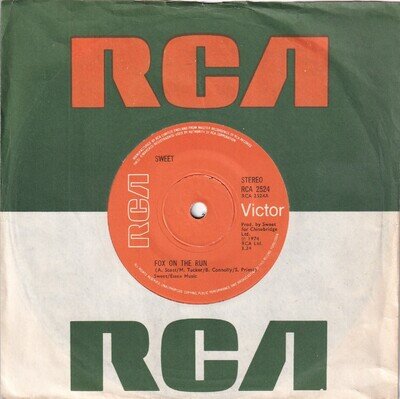 70s Pop Glam Rock THE SWEET fox on the run 1974 UK 7" Vinyl 45 Mint