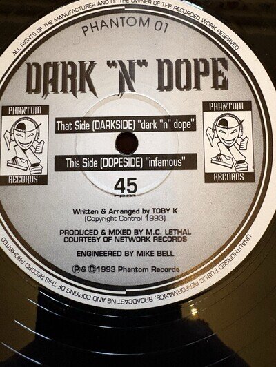 dark n dope, darkside, dopeside, infamous, phantom01, 12” Vinyl Rare