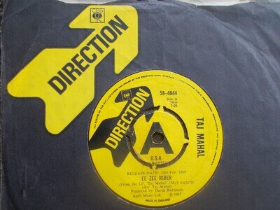 M- UK DEMO DIRECTION 45- TAJ MAHAL- "EE ZEE RIDER"/"YOU DON'T MISS YOUR WATER"