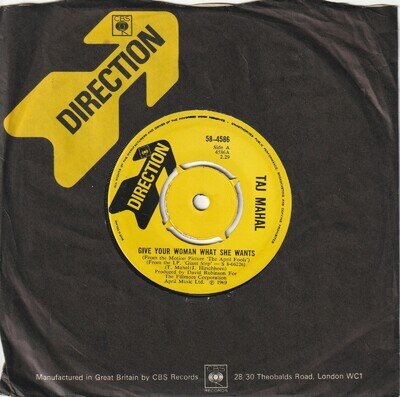 TAJ MAHAL - Give Your Woman What She Wants (1969) VG++ copy DIRECTION 58-4586