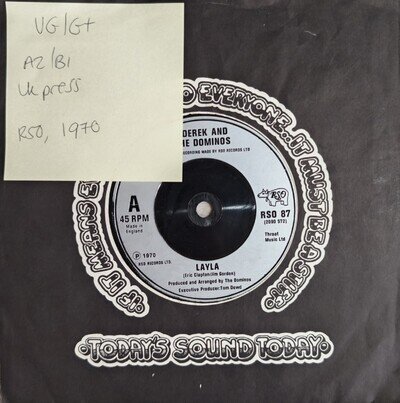 Derek And The Dominos / Eric Clapton Layla Vinyl Record VG/G+ RSO 87