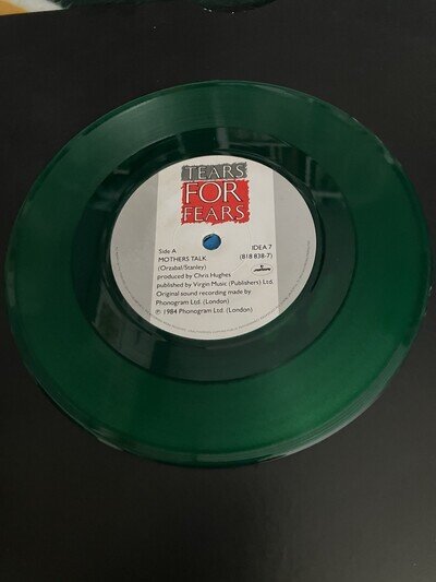TEARS FOR FEARS Mothers Talk GREEN 7" (1984 IDEA 7) Rare Green Vinyl 7" Great PS