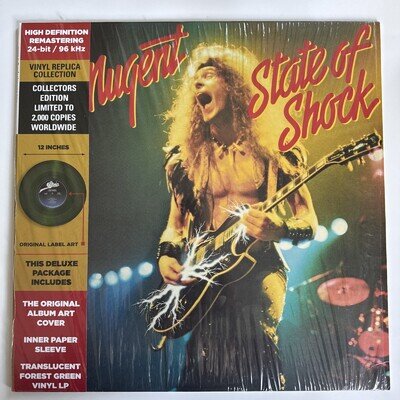 Ted Nugent – State Of Shock LP Translucent Forest Green Vinyl USED SEE INFO