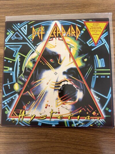 Def Leppard - Hysteria Vinyl Record 1987 Ex/Ex with Insert & Inner Sleeve