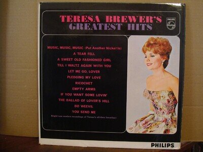 TERESA BREWER, GREATEST HITS, PHILIPS RECORDS 1962 MINT-/MINT