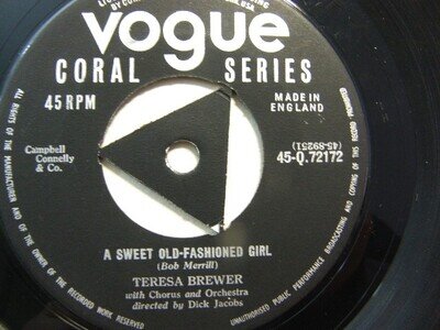 Teresa Brewer – A Sweet Old-Fashioned Girl 1956 7” Vogue Coral Q 72172