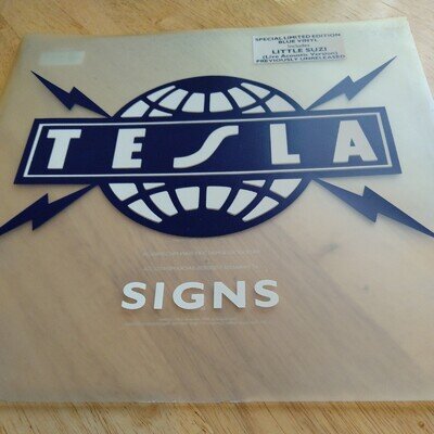 Tesla - Signs Limited Edition Blue Vinyl 12" Single 1991 Geffen NM/VG+