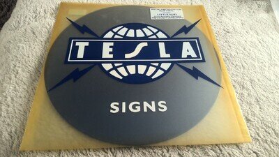 TESLA SIGNS RECORD BLUE VINYL 12 INCH SINGLE GFSX3 EX/EX