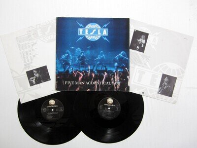TESLA Five Man Acoustical Jam 2xLP Vinyl 1990 German 1st Press Trocadero Philly!