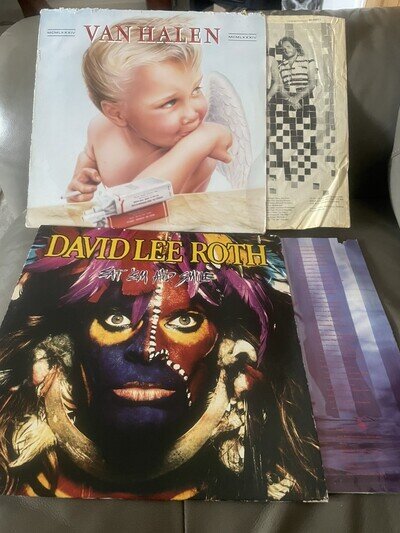 David Lee Roth Eat Em and Smile & Van Halen 1984 original LPs with inner sleeves