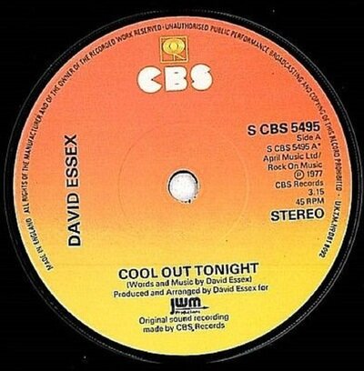 DAVID ESSEX Cool Out Tonight 1977 UK 7" Vinyl Single CBS 45 record