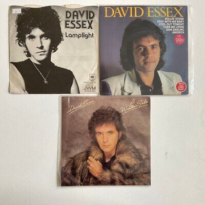 David Essex 3 x Vinyl 7 inch single records in picture sleeves