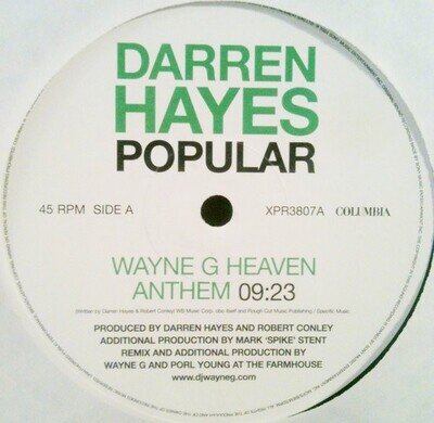 Darren Hayes - Popular - 12", Promo - 2004 - Columbia