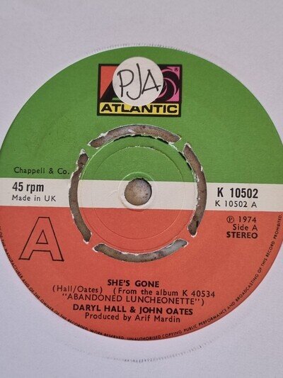 DARYL HALL & JOHN OATES - SHE'S GONE 7" VINYL (EX)