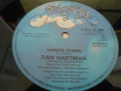 Dan Hartman - "Hands Down / Hands Down (Hands Up)" - BLUE SKY 12" Single