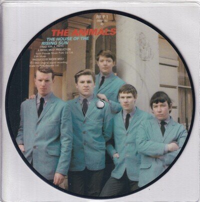 60s 80s Pop THE ANIMALS house of the rising sun UK Picture Disc 7" Vinyl 45 Mint