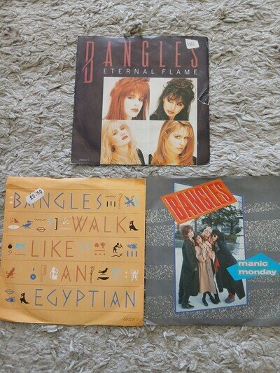 BANGLES - WALK LIKE AN EGYPTIAN, ETERNAL FLAME & MANIC MONDAY 7" SINGLES