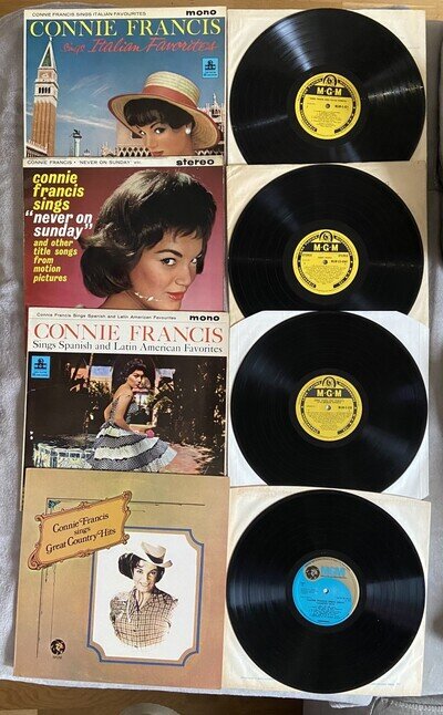 4x Connie Francis LP vinyl Sings Great Country Hits Spanish Italian Favorites