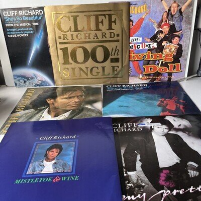 Cliff Richard 12" Single Vinyl Bundle x7 Records Vgc 100th Single Living Doll
