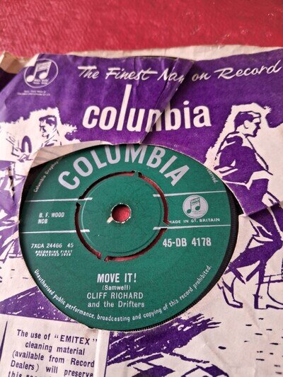 CLIFF RICHARD MOVE IT / SCHOOLBOY CRUSH COLUMBIA UK 7" 45 VINYL SINGLE RECORD