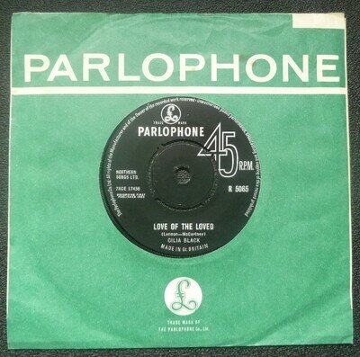CILLA BLACK LOVE OF THE LOVED/ SHY OF LOVE PARLOPHONE LABEL FROM 1963