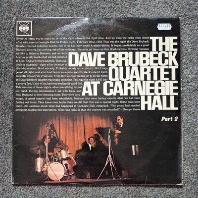 The Dave Brubeck Quartet At Carnegie Hall (Part 2) - OG -1963 LP Vinyl - VGc