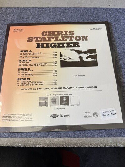 Chris Stapleton Higher LP Vinyl 2023 Mercury Nashville 33 RPM Promo Not For Sale