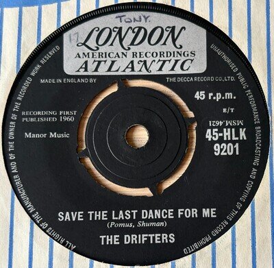 THE DRIFTERS SAVE THE LAST DANCE FOR ME 7" LONDON (1960) EX- SOUL POP ENGLAND