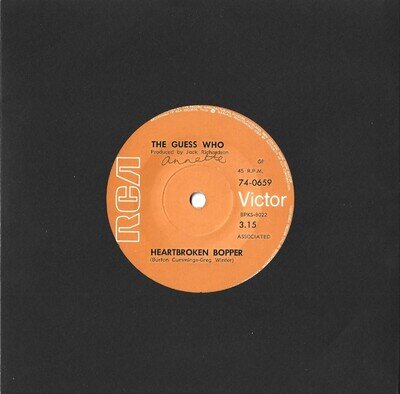 THE GUESS WHO Heartbroken Bopper RARE 1972 NZ 7"45 IMPORT 74-0659 ROCK Cummings