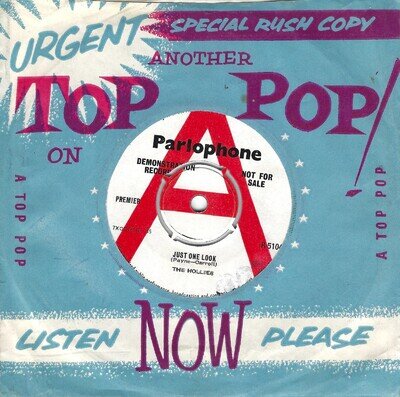 THE HOLLIES JUST ONE LOOK UK DEMO SINGLE IN A TOP POP SLEEVE PROMO