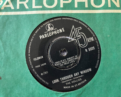 The Hollies - Look Through Any Window - R 5322 - 1965 - Vinyl Ex - Plays Well