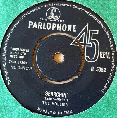 THE HOLLIES SEARCHIN' 7" PARLOPHONE (1963) EX- BEAT ROCK 'N' ROLL GT BRITAIN